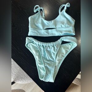aerie Light Aqua Cheeky Bikini with cutouts XS
